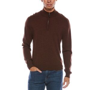 Mette Mens  Merino Wool 1/4-Zip Mock Neck Sweater, Brown
